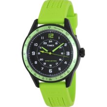 Timex Men's Sport T2P025 Green Rubber Analog Quartz Watch with Black Dial