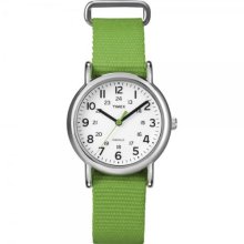 Timex Originals Quartz Watch With White Dial Analogue Display And Green Nylon Strap T2n835pf