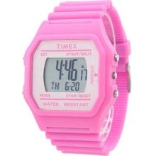 Timex T80 Pink Resin Strap Watch, Chronograph, Alarm, Indiglo, T2n104