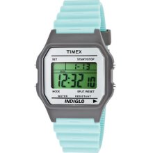 Timex Watch 2n096 Women's Multi-function Grey Digital Dial Aqua Rubber