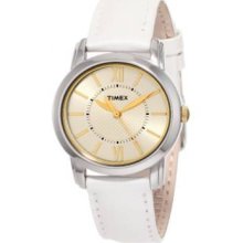 Timex Womens T2n682 Elevated Classics Dress Uptown Chic Champagne Dial Leather S