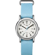 Timex Women's Weekender Pastel Blue Slip Thru Nylon Watch