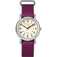 Timex Women's Weekender T2N914 Purple Nylon Quartz Watch with Whi ...