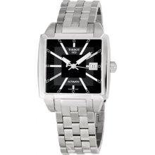 Tissot Men's Quadrato T005.507.11.061.00 Silver Stainless-Steel Quartz Watch with Black Dial