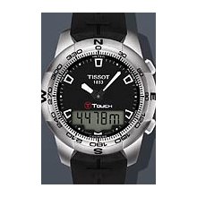 Tissot T-Touch II Rubber 42.7 mm Watch - Black Dial, Black Rubber Strap T0474201705100 Sale Authentic