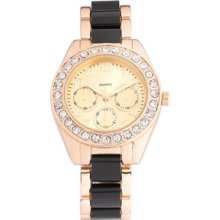 Titanium Rhinestone Accent Two-Tone Watch