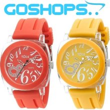 Tocs Women's Orange & Yellow Desert Watch Featured In Elle, Peoples, Watch Video