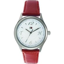 Tommy Hilfiger White Dial Red Leather Womens Watch 1780994