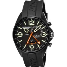 Torgoen Swiss Men's Analogue Watch T30301 With Gmt, Alarm, Big Date, Black Dial And Black Pu Strap