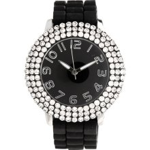 Torrid Plus Size Black And Silver Rhinestone Rubber Watch