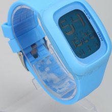 Touch Screen Digital Led Wrist Watch Silicone Band Blue