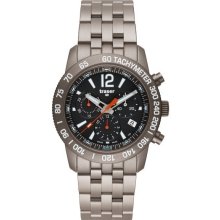 Traser Mens Classic Chronograph Titanium Watch - Silver Bracelet - Black Dial - T4006.673.07.01