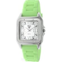 Trax Womens TR5132-WMT Posh Square Mint Rubber White Dial