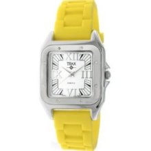 Trax Womens TR5132-WY Posh Square Yellow Rubber White Dial