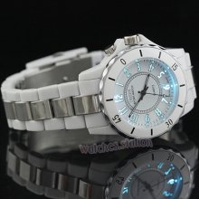 Trendy 7 Colors Light Lume Led Mens Wrist Watch Quartz Sports White