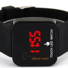 Trendy Black Square Touch Screen Led Display Digital Men Boys Sport Cuff Watch