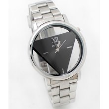 Triangle Dial Stainless Strap Watch-black