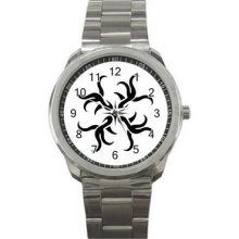 Tribal Tattoo Unisex Silver-Tone Sports Metal Watch 15