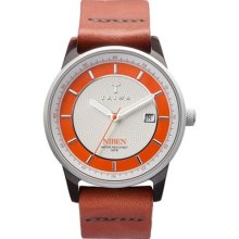 Triwa Unisex Flaming Niben Analog Acetate Watch - Brown Leather Strap - White Dial - NIAC104