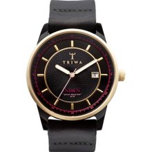 Triwa Unisex Midnight Niben Analog Acetate Watch - Black Leather Strap - Black Dial - NIAC103