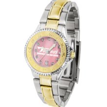 Troy State Trojans Competitor Ladies Watch with Mother of Pearl Dial and Two-Tone Band