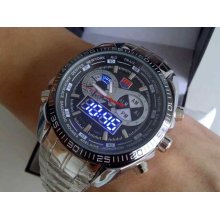 TVG Dual Time (Quartz+LED) Fashion Watch Alarm Perpetual Calendar Wat