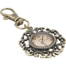 Unisex Alloy Analog Quartz Watch Keychain with Hollow Flower (Bronze)