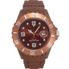 Unisex Brown Silicone Candy Color Sport Quartz Calendar Wrist Watch - Blue - Alloy