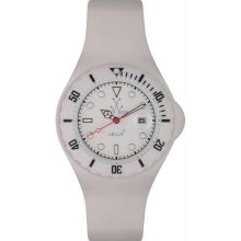 Unisex Jelly White Plastic Resin Case White Dial Silicone Strap Date Display Qua