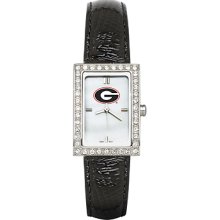 University of Georgia Ladies Allure Watch Black Leather Strap