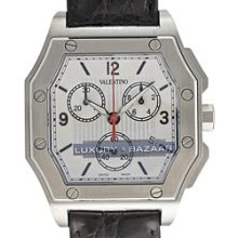 Valentino Prestige Chronograph (SS / Silver / Brown Crocodile Strap)