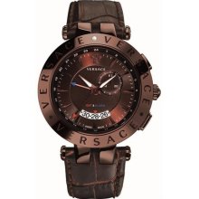 Versace Men's 29G60D598 S497 V-Race Brown Ion-Plated GMT Alarm Da ...