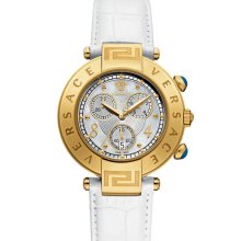 Versace 'Reve Chrono' Leather Strap Watch, 40mm