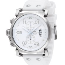 Vestal Mens USS Observer Chrono Stainless Watch - White Rubber Strap - White Dial - OBCS003