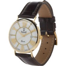 Vicence Mother-of-Pearl Round Dial Bold Watch 14K Gold - Brown - One Size