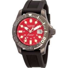 Victorinox Swiss Army Men's Dive Master Swiss Made Quartz Red Dial Rubber Strap Watch