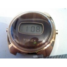 Vintage 1970's Brown Dial Timex Lcd Watch Runs