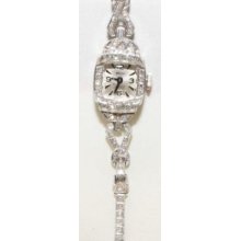 Vintage Belvil Solid Platinum 2.0ct Diamond Watch