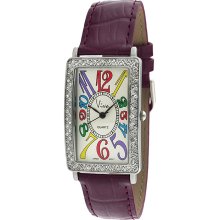 Viva Crystal Bezel Multi-color Numbers Purple Strap Watch (Purple Strap Watch)