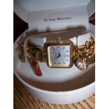 Vivani Charm Goldtone Chain Bracelet Quartz Watch NIB w/Instructions - Other