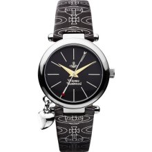 Vivienne Westwood Orb Women's Quartz Watch With Black Dial Analogue Display And Black Leather Strap Vv006bkbk