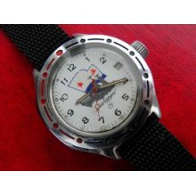 Vostok Amphibian Antimagnetic Dive Military Watch Date Soviet Russian Ussr