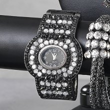 Watch, Black and White Hinged Cuff