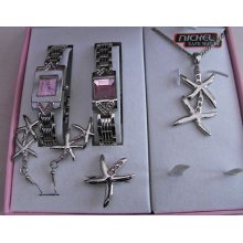 Watch, Bracelet, Necklace, Earring And Ring Set