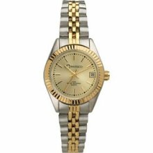 Watch Creations Ladies' 2-Tone Folded Bracelet Watch w/ Gold Dial Promotional