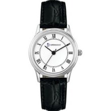 Watch Creations Ladies` Silver & Black Crocodile Grain Leather Watch