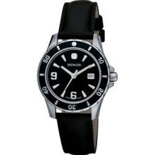 Wenger Women's Swiss Ladies Sport Black Leather Strap Watch