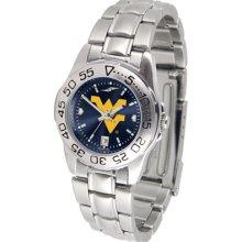 West Virginia Mountaineers Sport Steel Band AnoChrome-Ladies Watch