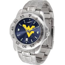 West Virginia Mountaineers Sport Steel Band Ano-Chrome Men's Watch