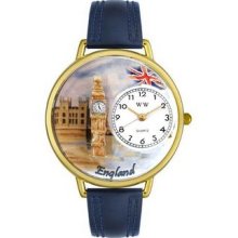 Whimsical Unisex England Navy Blue Leather And Goldtone Watch #G1 ...